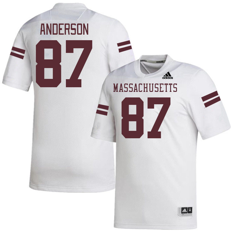 Massachusetts Minutemen #87 Owen Anderson College Football Jerseys Stitched-White